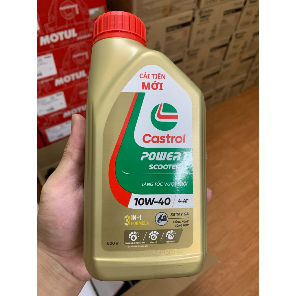 Nhớt xe tay ga Castrol Power 10W40 tổng hợp toàn phần dung tích 800ml