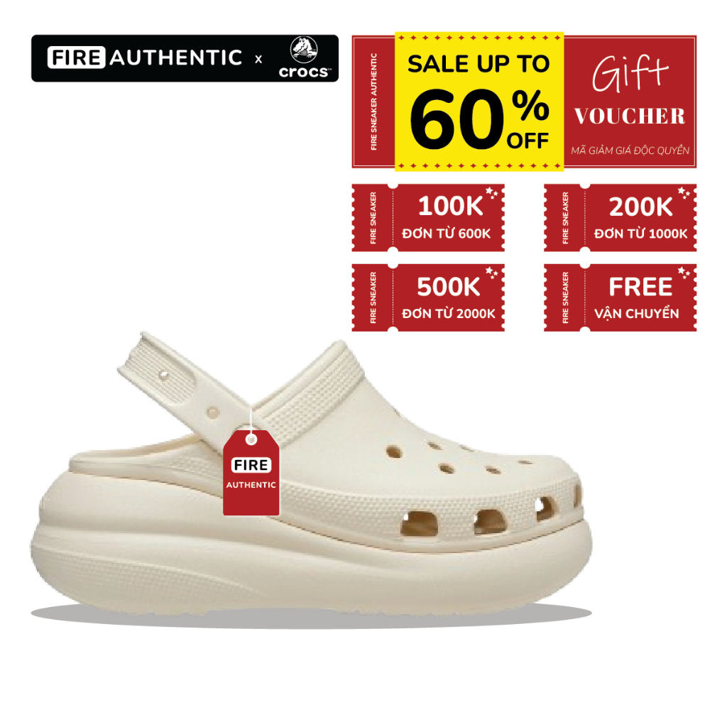 Giày Clog Unisex Crush Classic 'Bone' - Fire Authentics