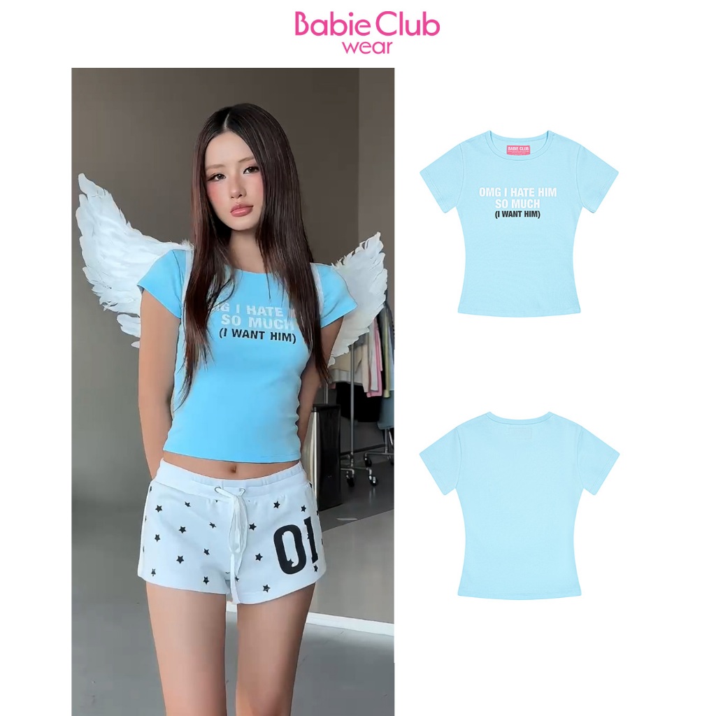 BABIE CLUB | ÁO THUN NỮ BABY XANH - BABIE TEE "WANT HIM"