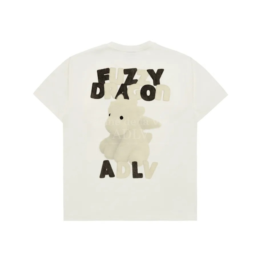 Authentic ADLV áo  Fuzzy Font Dragon Short Sleeve T-Shirt