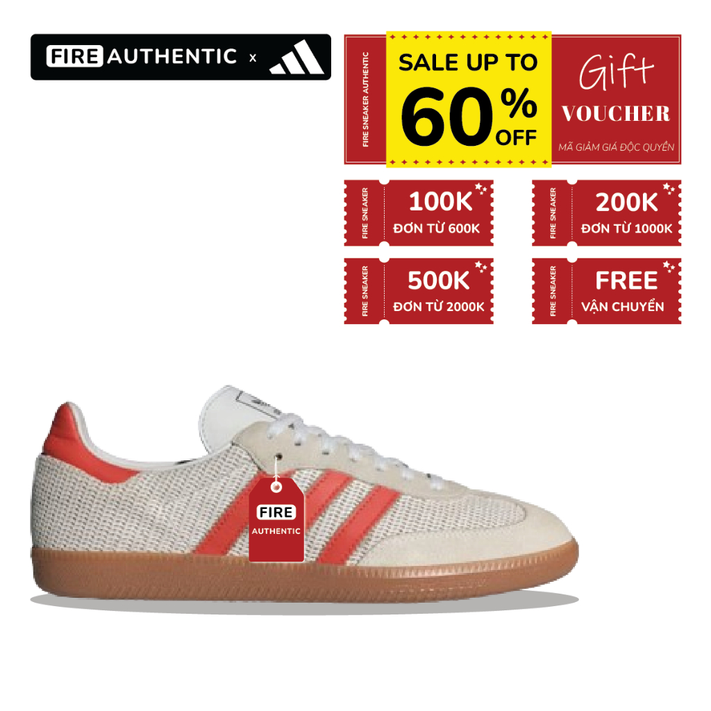 Giày Samba OG 'Crystal White Red' - Fire Authentics