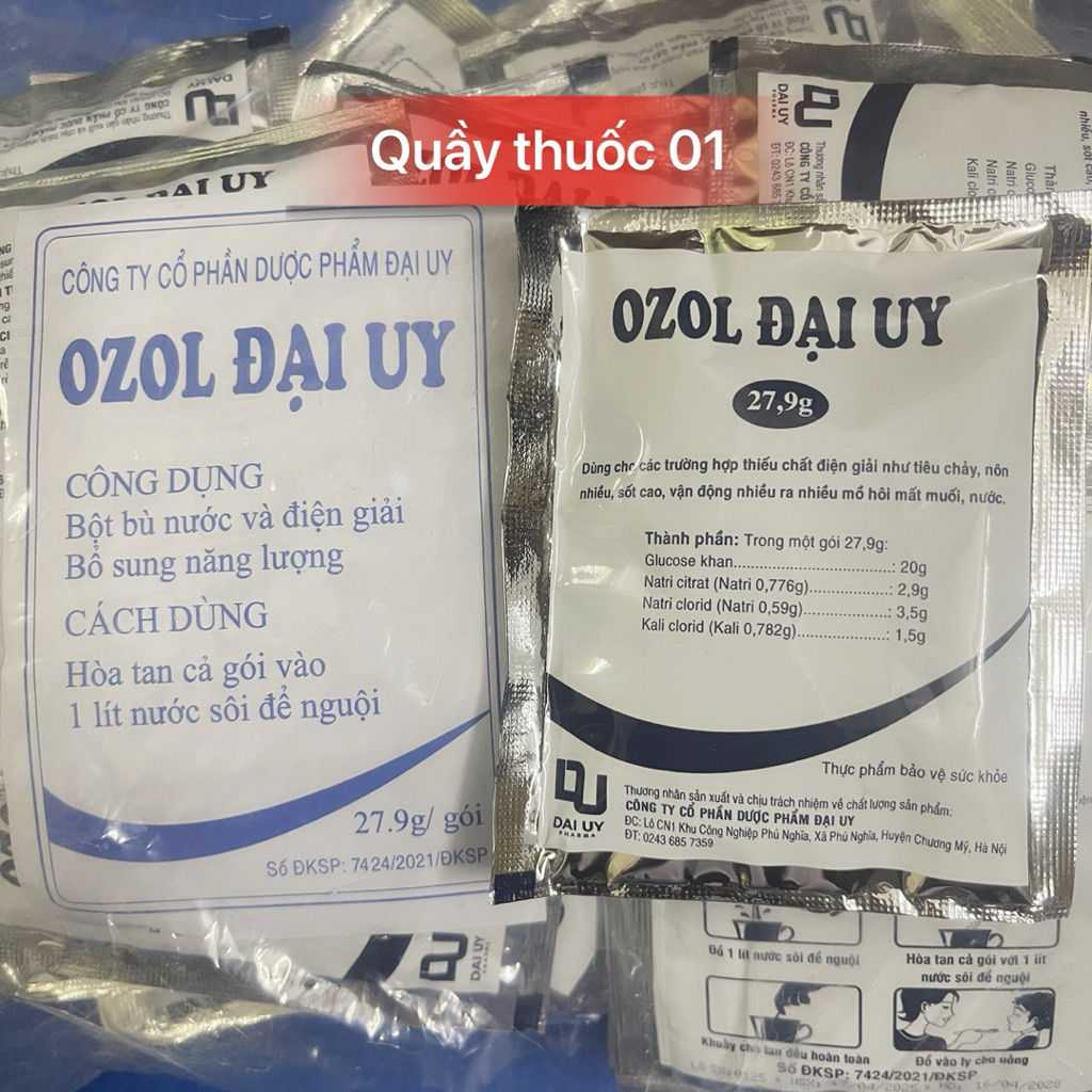 Combo Oresol trắng gói pha 1000ml nước. Dung dịch bù nước và điện giải ozerol pha 1 lít nước