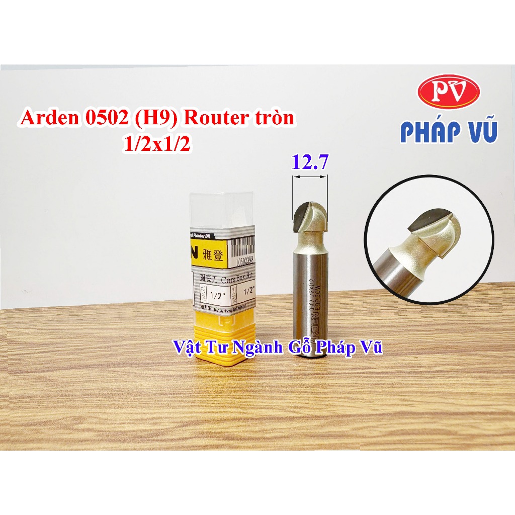 (0502) Mũi phay Arden 0502 router tròn/ Mũi đánh rãnh tròn Arden (Core Box Bit)/ Mũi CNC/Router bo r