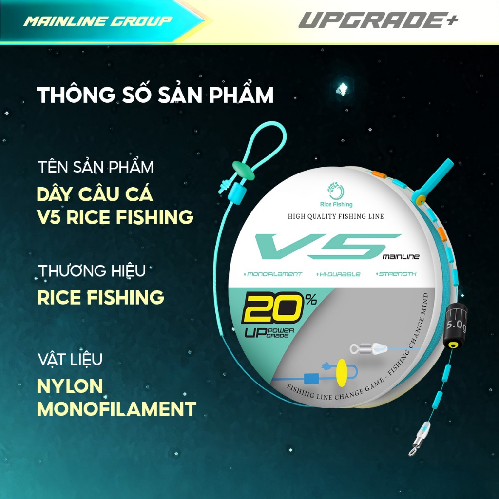 Dây trục câu đài V5 Rice Fishing siêu mềm, bền, truyền tín hiệu tốt