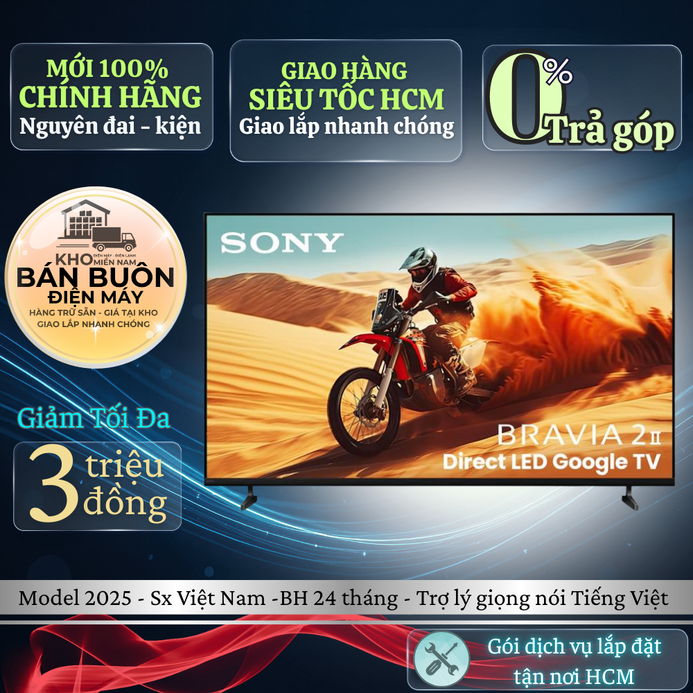 K-50S25VM2 Google Tivi Sony 50 Inch 4K UHD, Google Assistant, Thiết Kế Viền Mỏng Hiện Đại K-50S25VM2