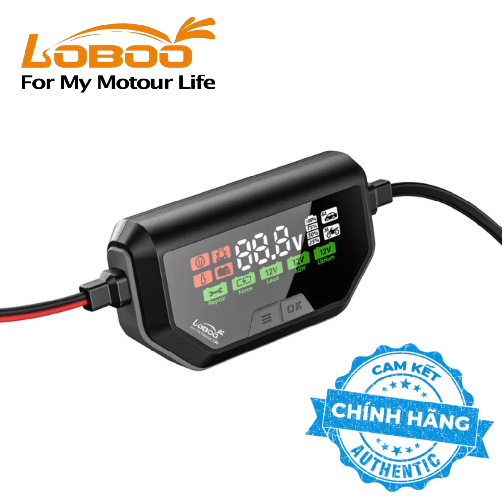 [LOBOO] Sạc Ắc Quy LOBOO C60 (LOBOO C60 Smart Battery Charger & Maintainer (6A/3A))