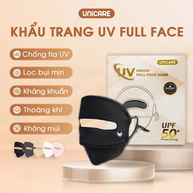[VHL x UNICARE] COMBO 2 Khẩu trang toàn mặt Unicare Full Face – Chống nắng UPF50+, 2 lớp, chống tia UV, thời trang