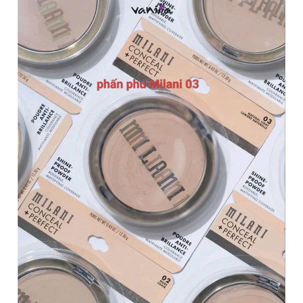 Phấn phủ Milani siêu mịn chuẩn Milani 03 mẫu mới thay mẫu cũ