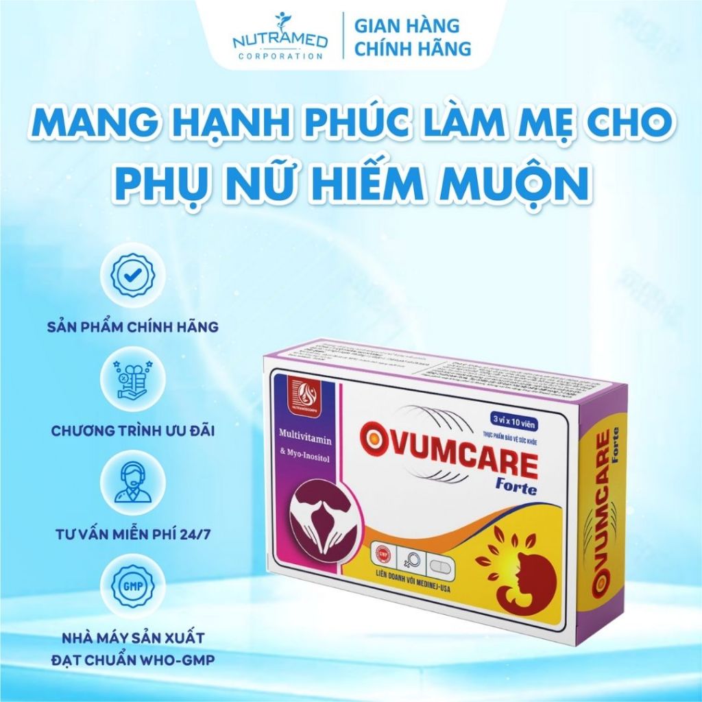 Ovumcare Forte giúp bổ sung Myo-inositol, vitamin và khoáng chất cần thiết cho phụ nữ thả bầu (30 vi