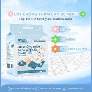 Tấm Lót Chống Thấm Molli,Thiết Kế Mới, Túi Nhỏ Gọn,Dùng 1 Lần Cho Bé Tiện Lợi Mang Theo Khi Ra Ngoài