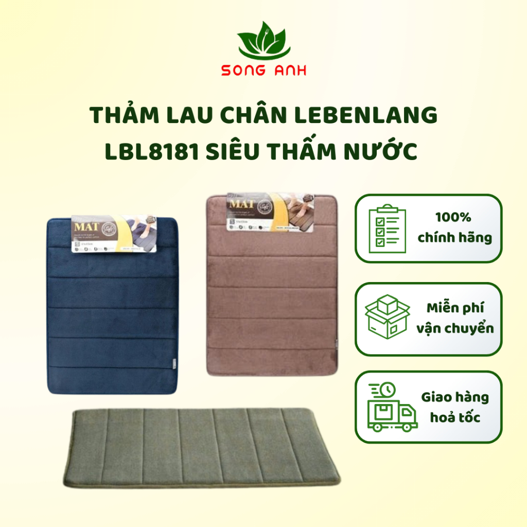 Thảm lau chân Lebenlang LBL8181 - Zuhause Basics ZB83 siêu thấm nước, công nghệ Đức made in China
