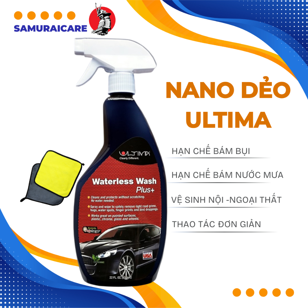 Ultima phủ nano dẻo vệ sinh làm bóng ngay kính sơn, nội thất ô tô hạn chế bám bụị, nước mưa, gạt êm
