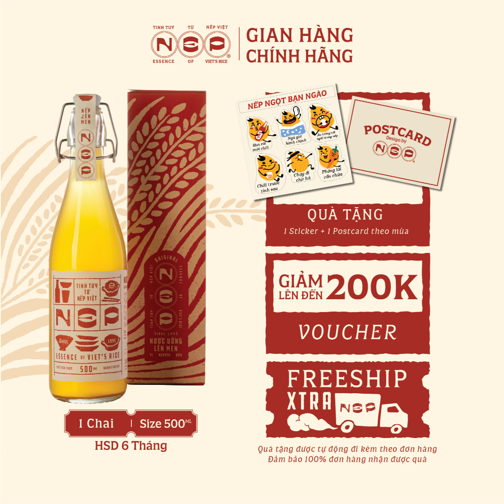 Nước nếp lên men NEP 1995 – Đặc sản Việt, Quà tặng văn hoá 500ml