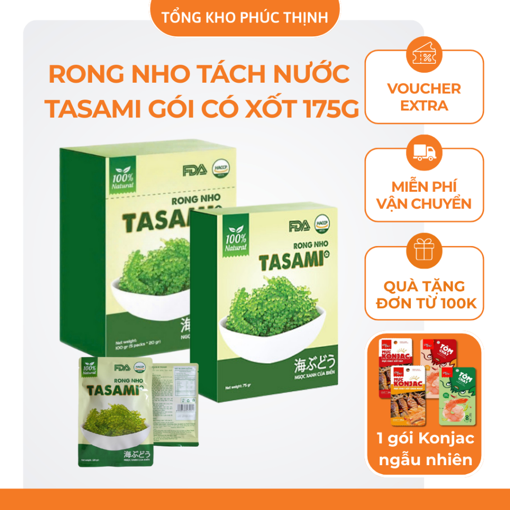 Rong Nho Tách Nước Tasami Công Nghệ Tách Nước Tiêu Chuẩn Nhật Bản Hộp 75g, 100g (20g/gói)