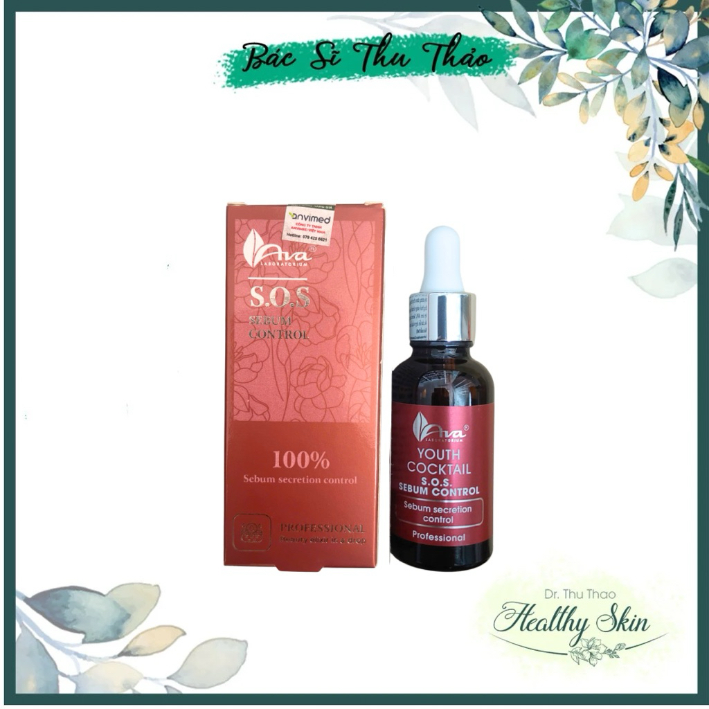 [30mL] Tinh Chất AVA SOS SEBUM CONTROL YOUTH COCKTAIL - Serum phục hồi, giảm thâm