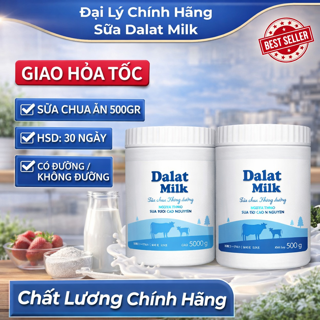 [Date Mới] Sữa Chua DalatMilk Ăn 500Gr Ko Đường Có Đường