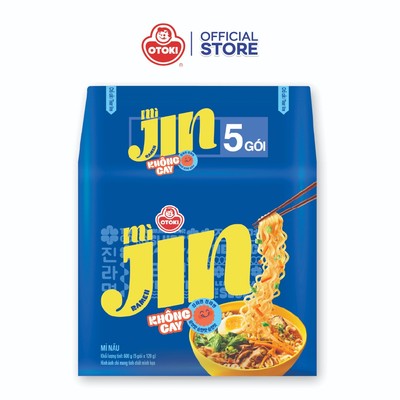 Lốc 5 gói mì Jin Không Cay Otoki hương vị chuẩn Hàn, đậm đà thơm ngon (120gx5)