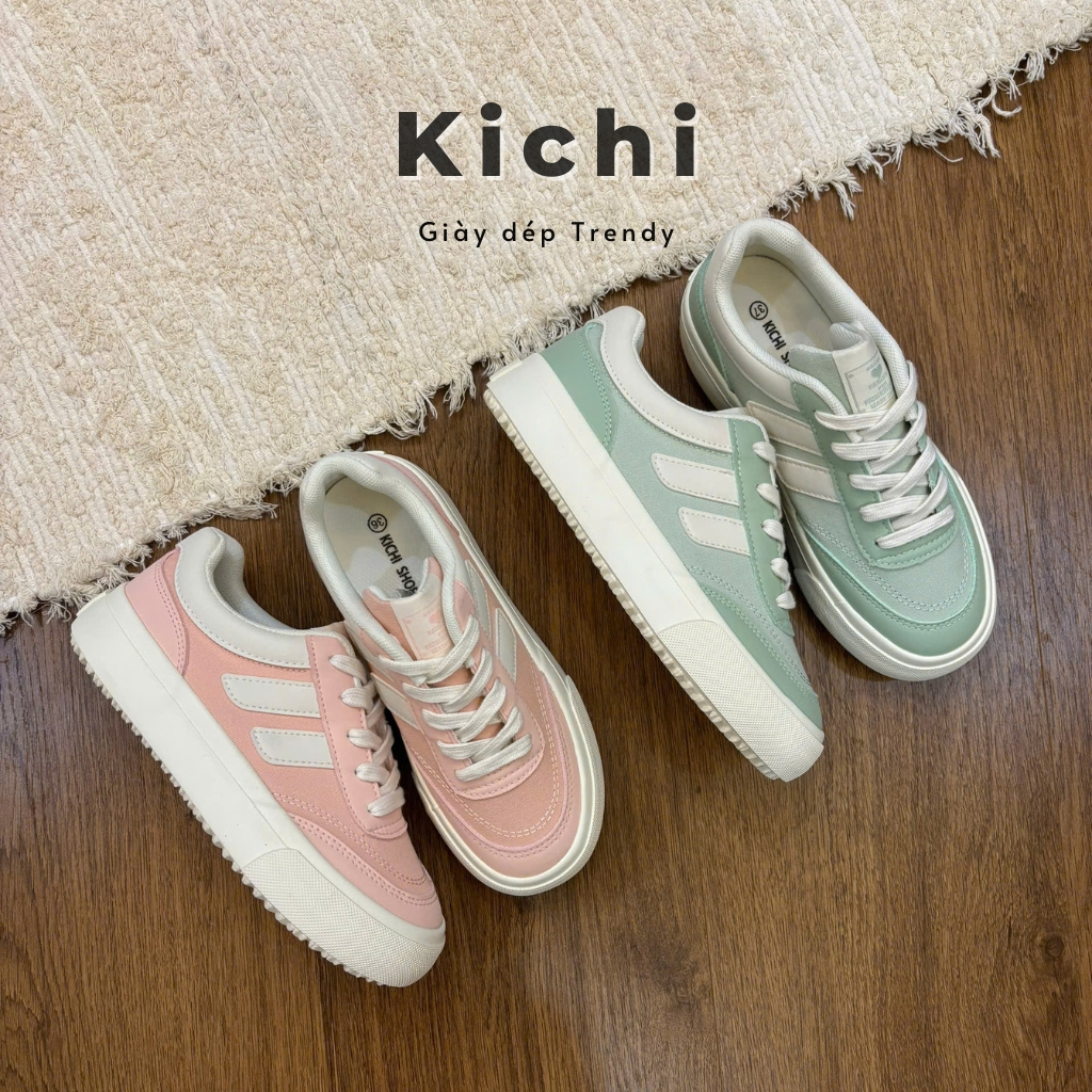 Giày sneaker nữ KICHI phối màu pastel, kiểu sneaker, đế mềm mã H988