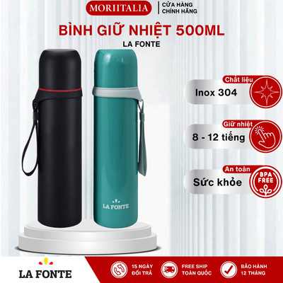Bình Giữ Nhiệt La Fonte Inox 304 Cao Cấp 500ml - Chống Tràn, Giữ Nhiệt Lâu,Nắp Giữ Nhiệt 8-12 Tiếng