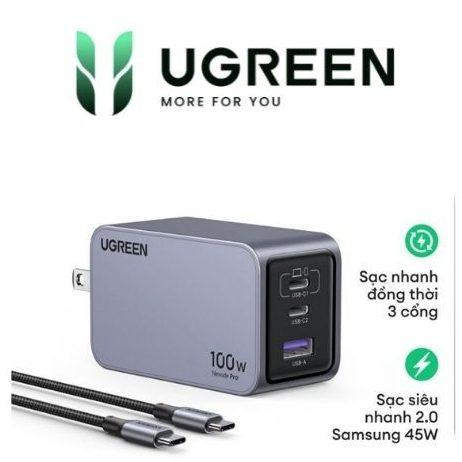 Bộ Sạc Nhanh Ugreen Nexode Pro  X757 - 100W - GaN Infinity - Airpyra Tech - PPS 2.0 - Kèm Dây Sạc