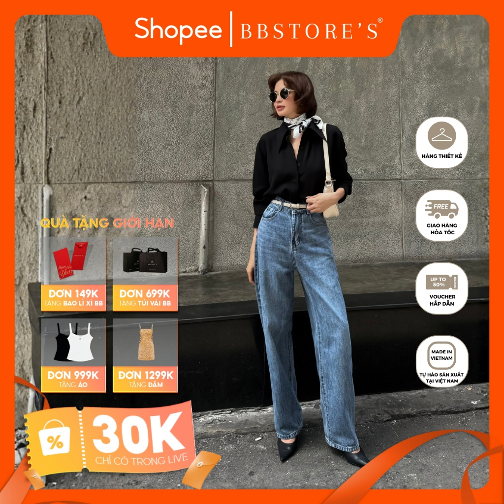BBSTORE’S Quần Jean Suông Form Dài Tôn Dáng - Q2183S