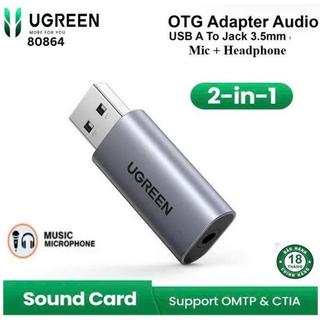 Cáp chuyển usb to 3.5mm ugreen 30712 us206 80864 dùng ps4+ps5