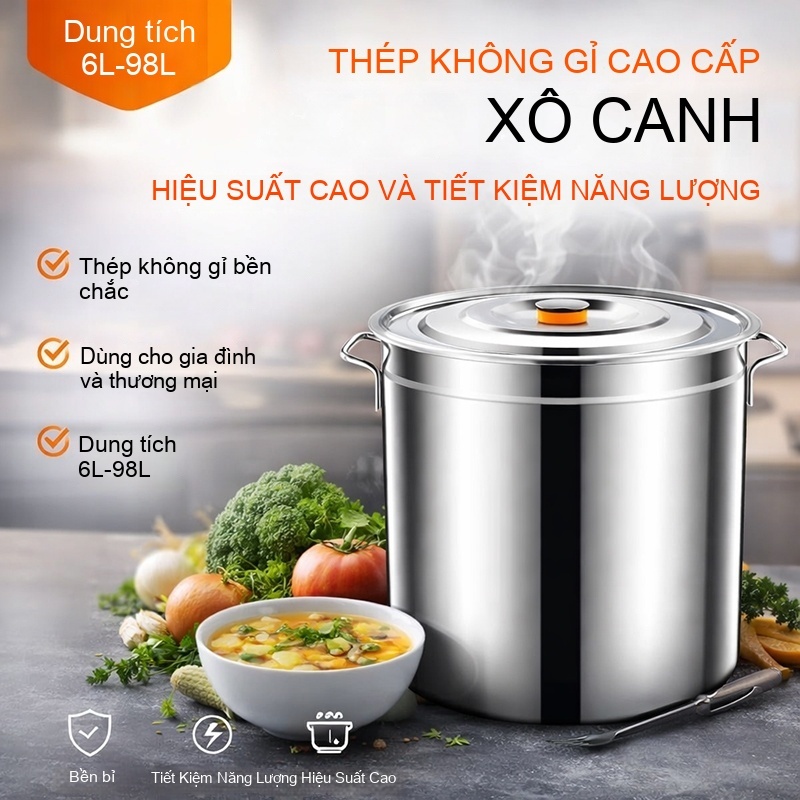 Nồi Inox luộc gà, nồi inox lớn 【25cm-50cm】xô đựng súp đa chủng loại