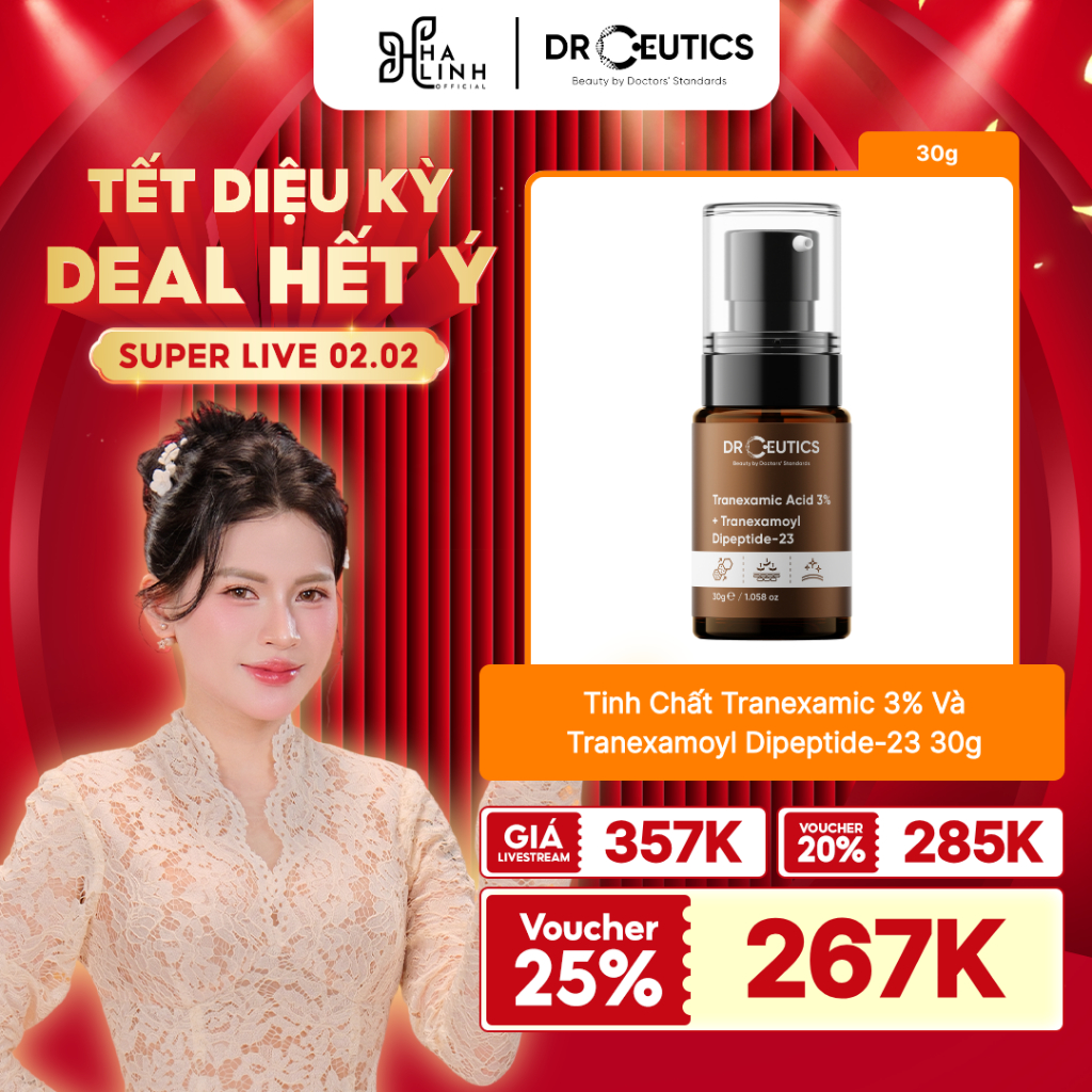 [Võ Hà Linh x DrCeutics] DRCEUTICS Tinh Chất Làm Mờ Nám Sáng Da Giảm Đỏ DrCeutics Tranexamic 3% (30g