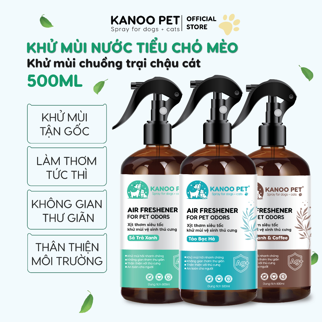 Xịt khử mùi nước tiểu chó mèo Kanoo Pet - khử mùi hôi khai, làm thơm nhanh, hỗ trợ pet đi vệ sinh đúng chỗ