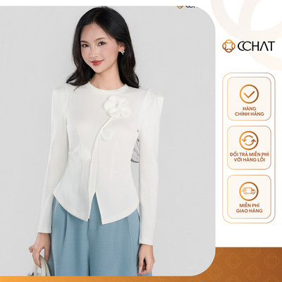 Áo Thun 𝐂𝐂𝐇𝐀𝐓 Dáng Ôm Kiểu Dài Tay Trendy Chất Liệu Co Giãn Cao Cấp 25TDC2030OT
