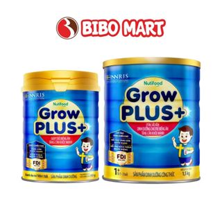 Sữa Bột Nutifood GrowPLUS+ Xanh Cho Bé Biếng Ăn Hỗ trợ Tăng Cân Khỏe Mạnh Lon 900g, 1,5Kg- Bibomart