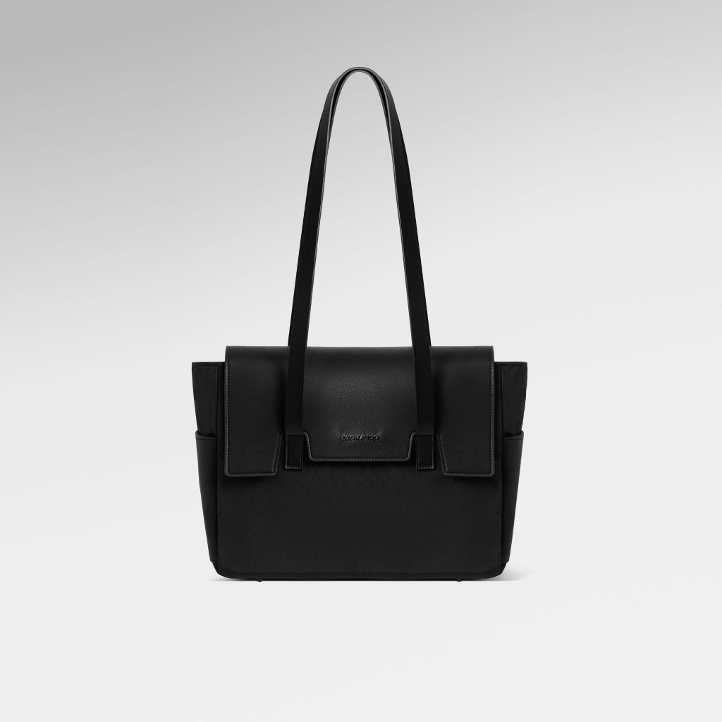 Túi Tote Leonardo Damon Vải Phối Da Microfiber Cao Cấp Sang Trọng Nắp Gập Phong Cách Minimalist