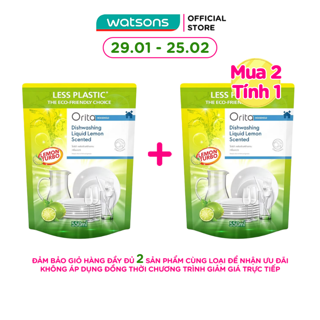 Nước Rửa Bát Orita Hương Chanh Lemon Scented Dish Washing Liquid 500ml