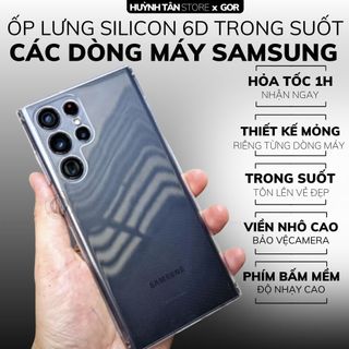 Ốp lưng trong suốt silicon 6D samsung s22 ultra s21 s20 fe s10 5g note 20 10 8 9 viền bảo vệ camera