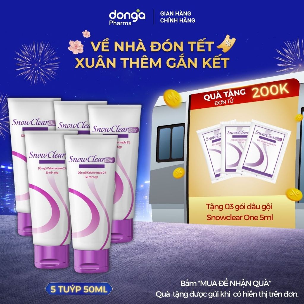 Combo 5 tuýp dầu gội snow clear one chiết xuất dầu dừa hỗ trợ làm sạch gàu hiệu quả