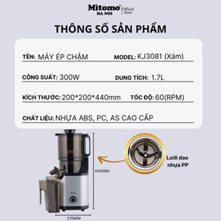 Máy Ép Nước Trái Cây Mitomo EC55/KJ3081 siêu bền, siêu kiệt bã - Hàng chính hãng bảo hành 3 năm