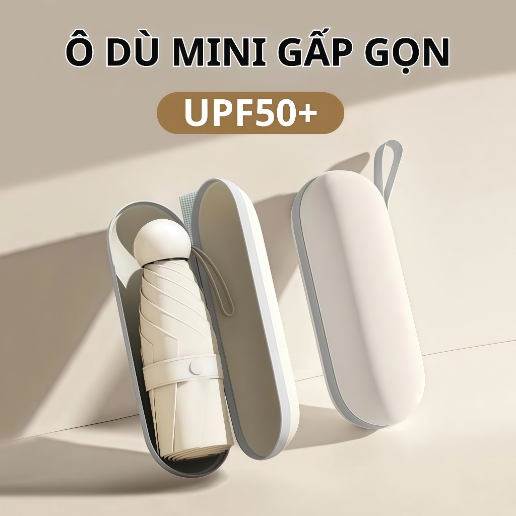 Ô che mưa gấp gọn mini, dù mini bỏ túi, ô dù che nắng mưa siêu nhẹ, chống tia UV UPF50+ kèm hộp đựng sang trọng
