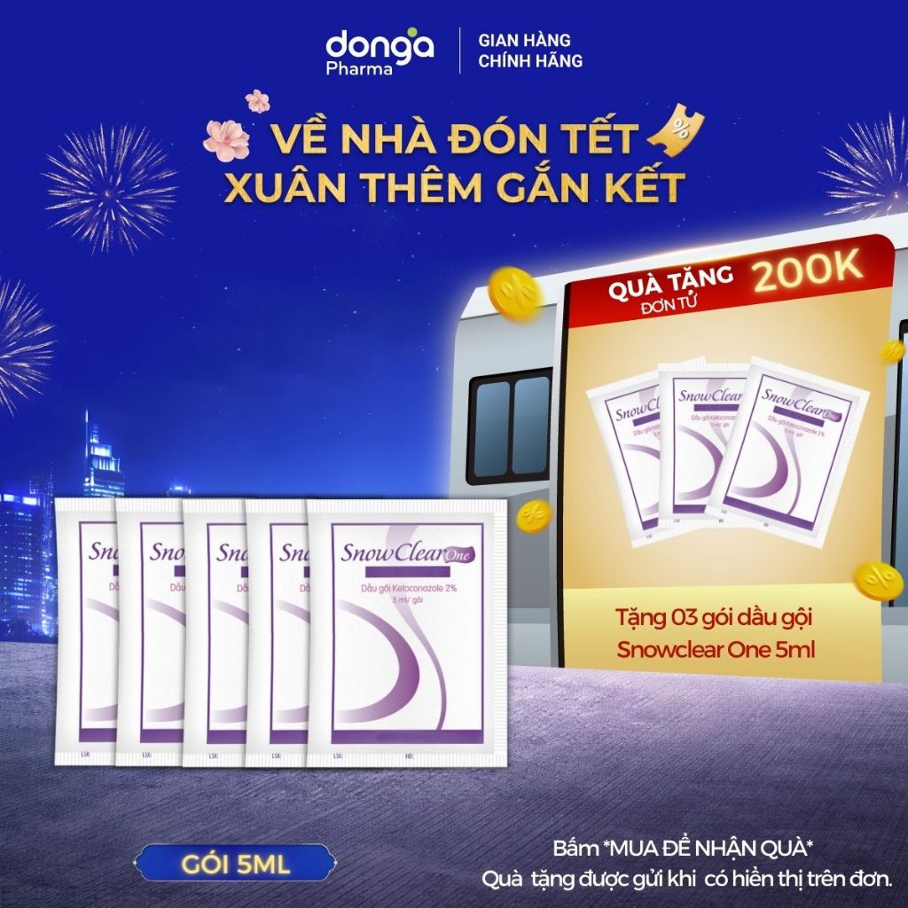 |Dạng gói| Dầu gội snow clear one dạng gói 5ml hỗ trợ sạch gàu, sạch nấm da đầu