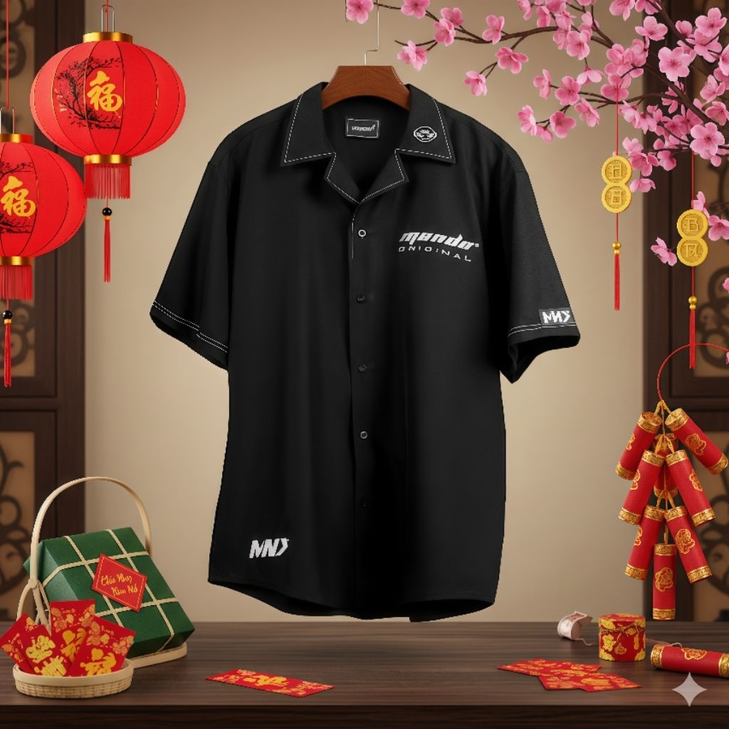 Áo sơ mi tay ngắn - MENDE OVERSEW form rộng trẻ trung, chất vải lụa CNK.