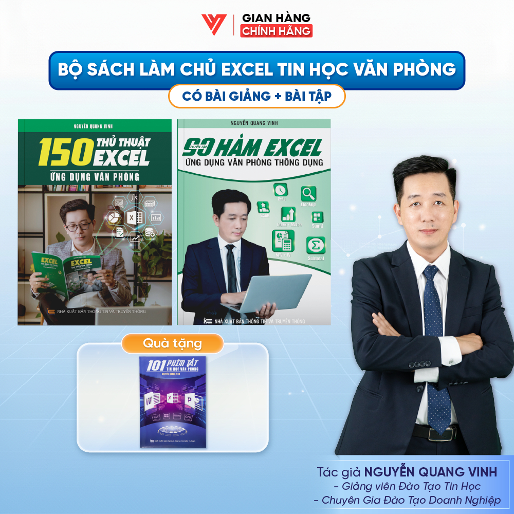 Combo 2 sách 90 Hàm Excel Và 150 Thủ Thuật Excel Ứng Dụng Văn Phòng ĐÀO TẠO TIN HỌC Tặng Kèm Video K