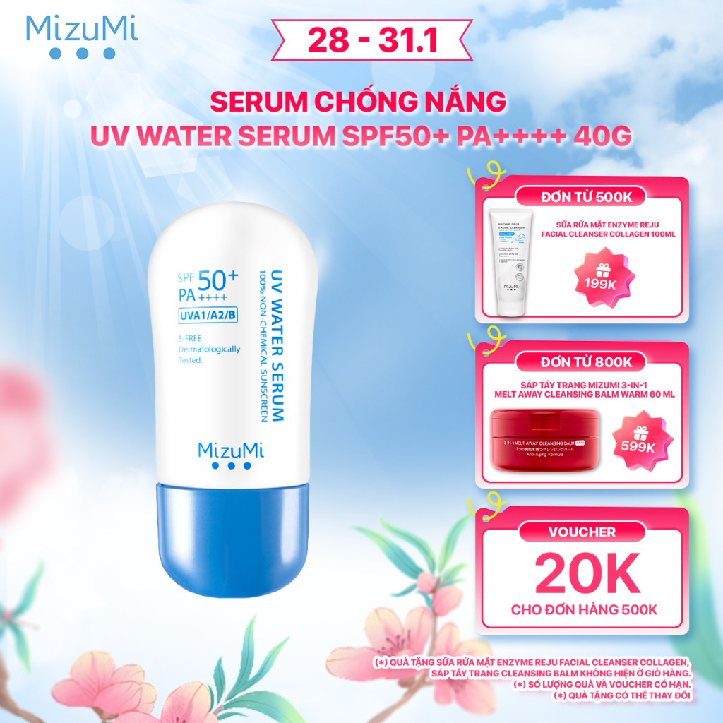 MizuMi Kem Chống Nắng UV Water Serum SPF50+ PA++++ 40g Phổ Rộng