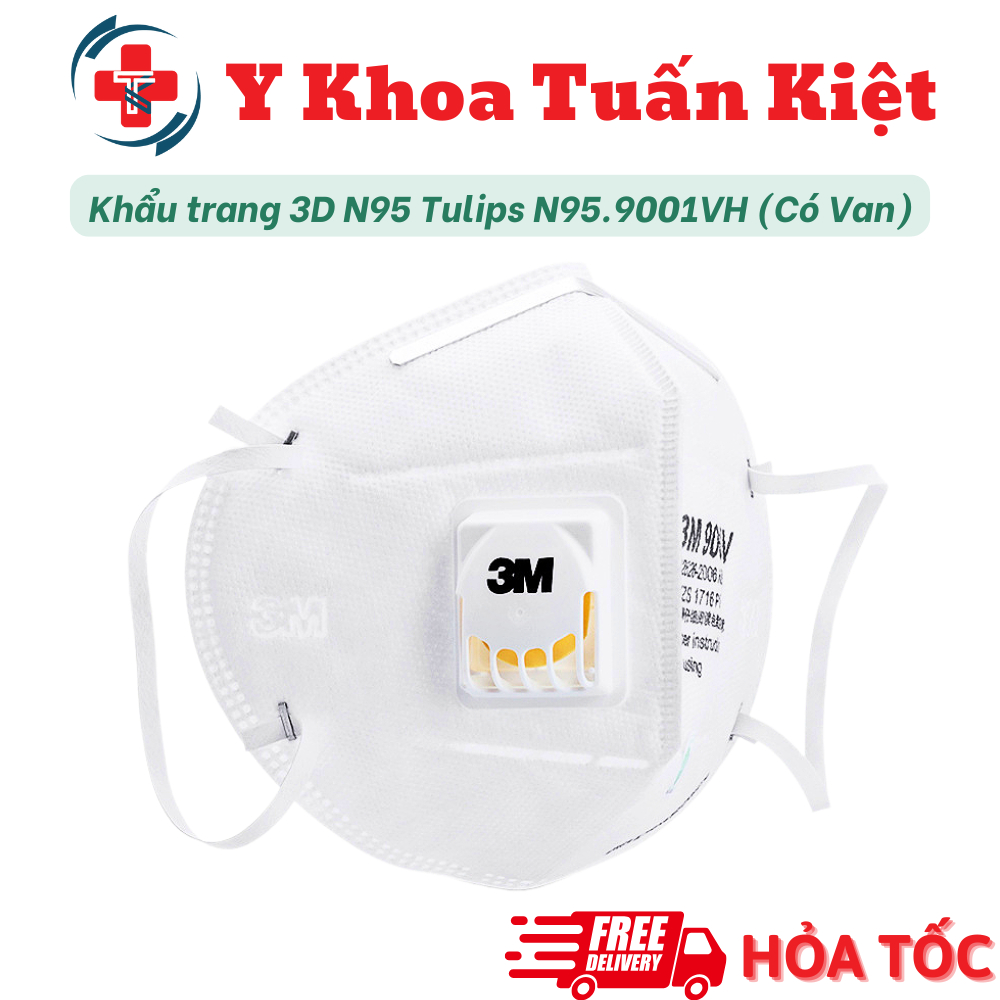 ✅ Khẩu trang 3D N95 Tulips N95.9001VH (Có Van)