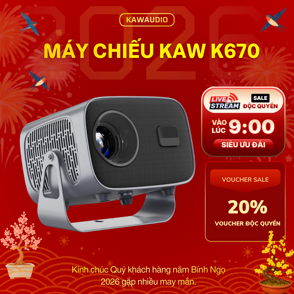 Máy Chiếu KAW K670 Chính Hãng Độ Nét Cao, Kết Nối Điện Thoại, Laptop Giải Trí & Làm Việc BH 12 Tháng