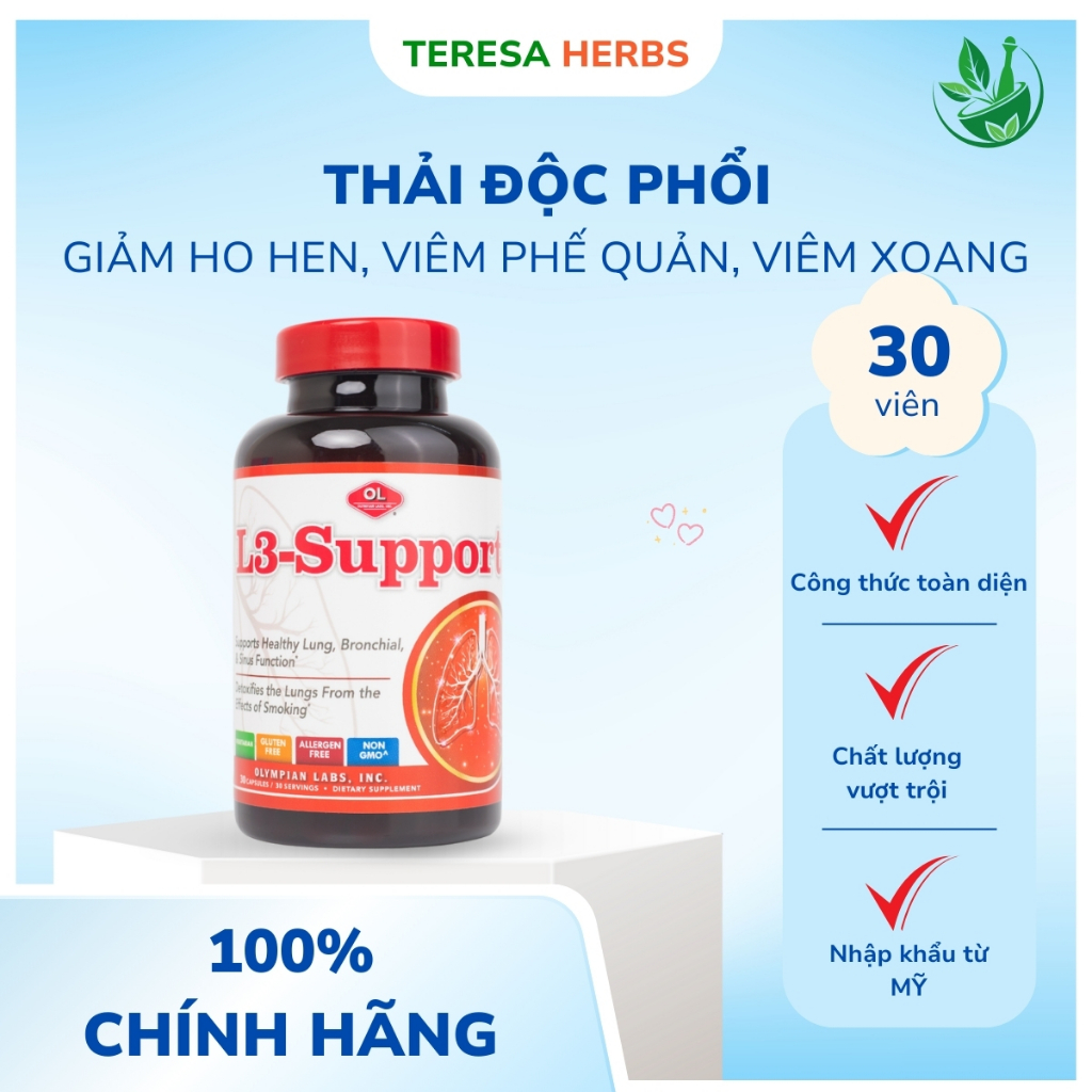 Viên uống giúp bổ phổi, giảm ho, hen suyễn L3-Support Olympian Labs (hộp 30 viên)