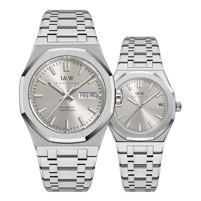 Đồng hồ đôi chính hãng I&W Carnival 55793D-T4 Kính sapphire,Chống nước 50m,Bh 24 tháng,Máy cơ (Automatic),dây thép xịn