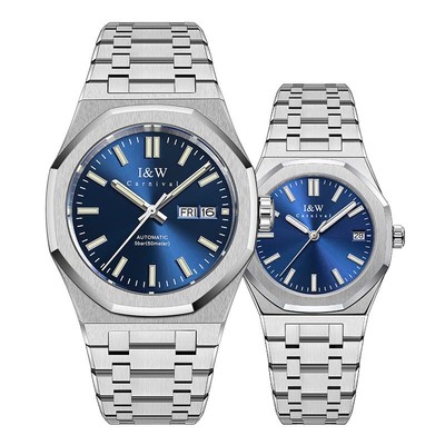 Đồng hồ đôi chính hãng I&W Carnival 55793D-T2 Kính sapphire,Chống nước 50m,Bh 24 tháng,Máy cơ (Automatic),dây thép xịn