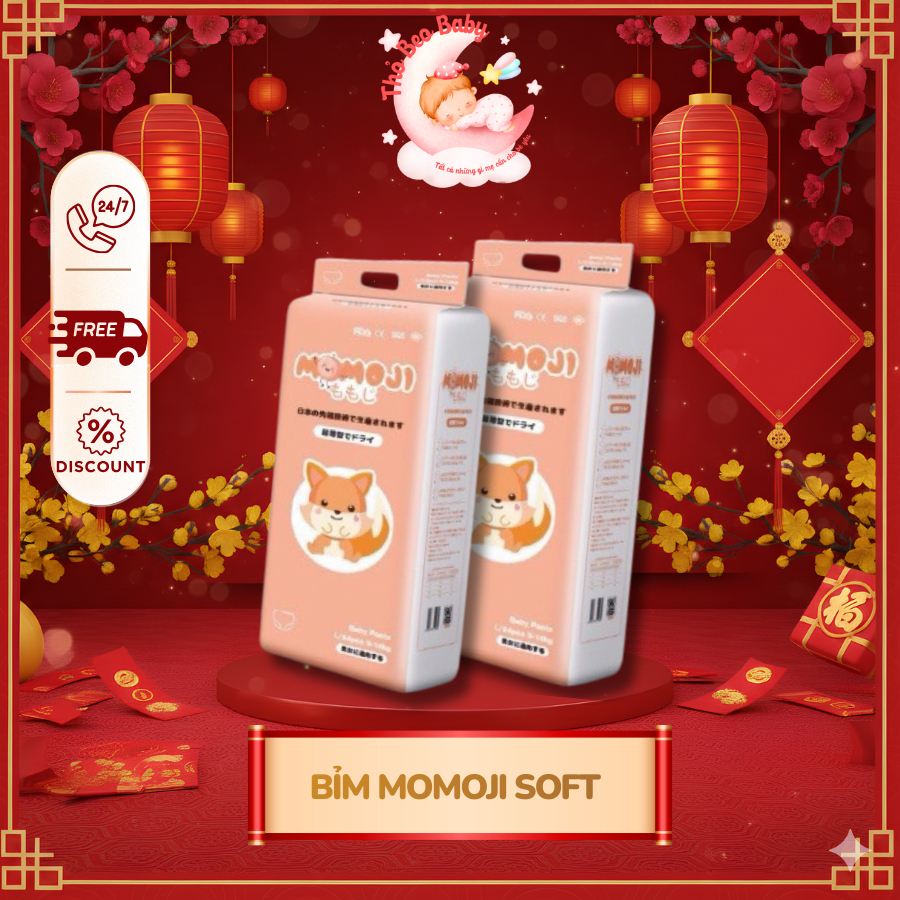 [Chính hãng] Tã Bỉm Dán/Quần Momoji siêu mỏng đủ size NB64/S60/M56/L54/XL50/XXL48 từ 5 - 30KG