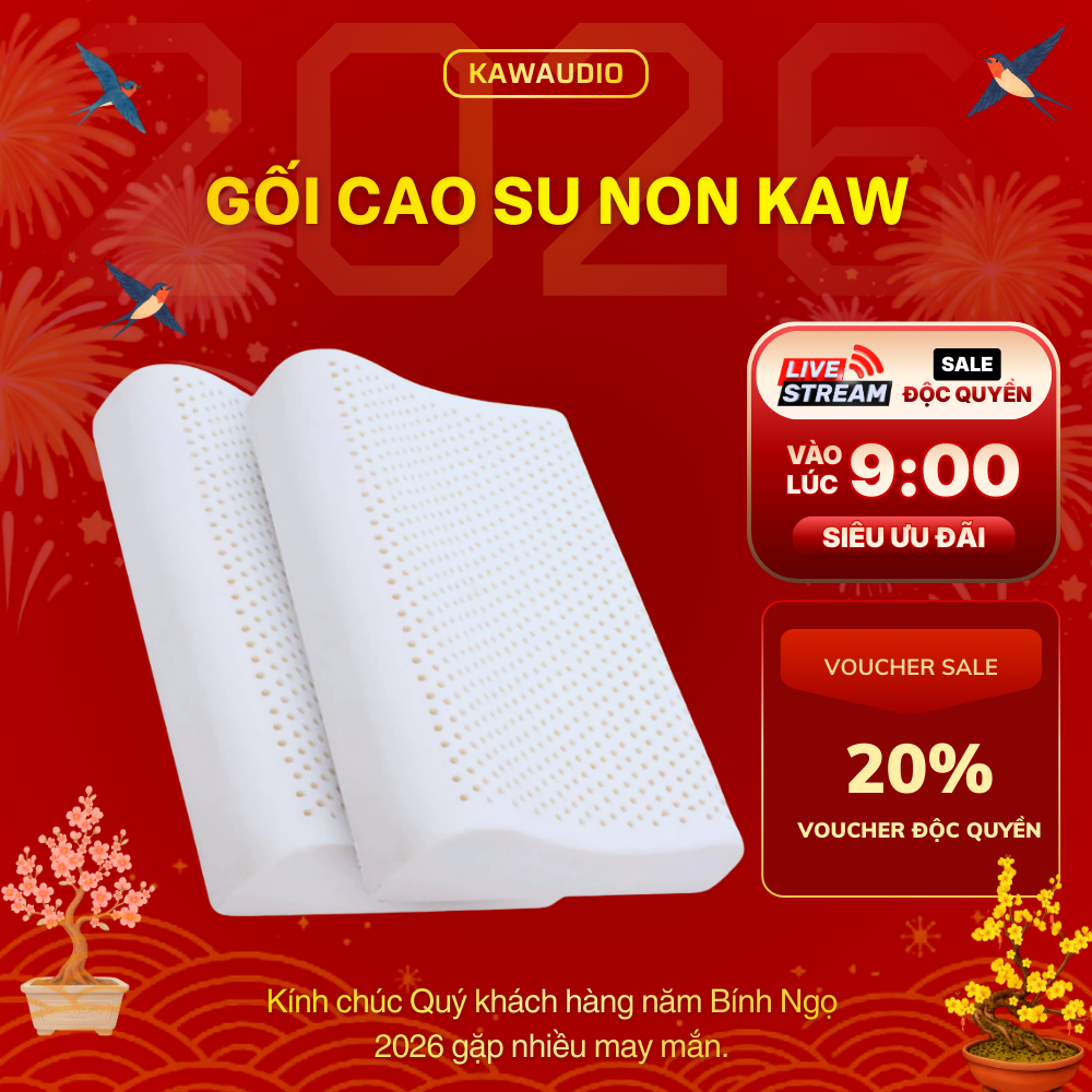Gối Cao Su Non KAW Chống Đau Mỏi Cổ, Thoáng Khí, Đàn Hồi Cao, Bảo Vệ Giấc Ngủ Bảo Hành 12 Tháng