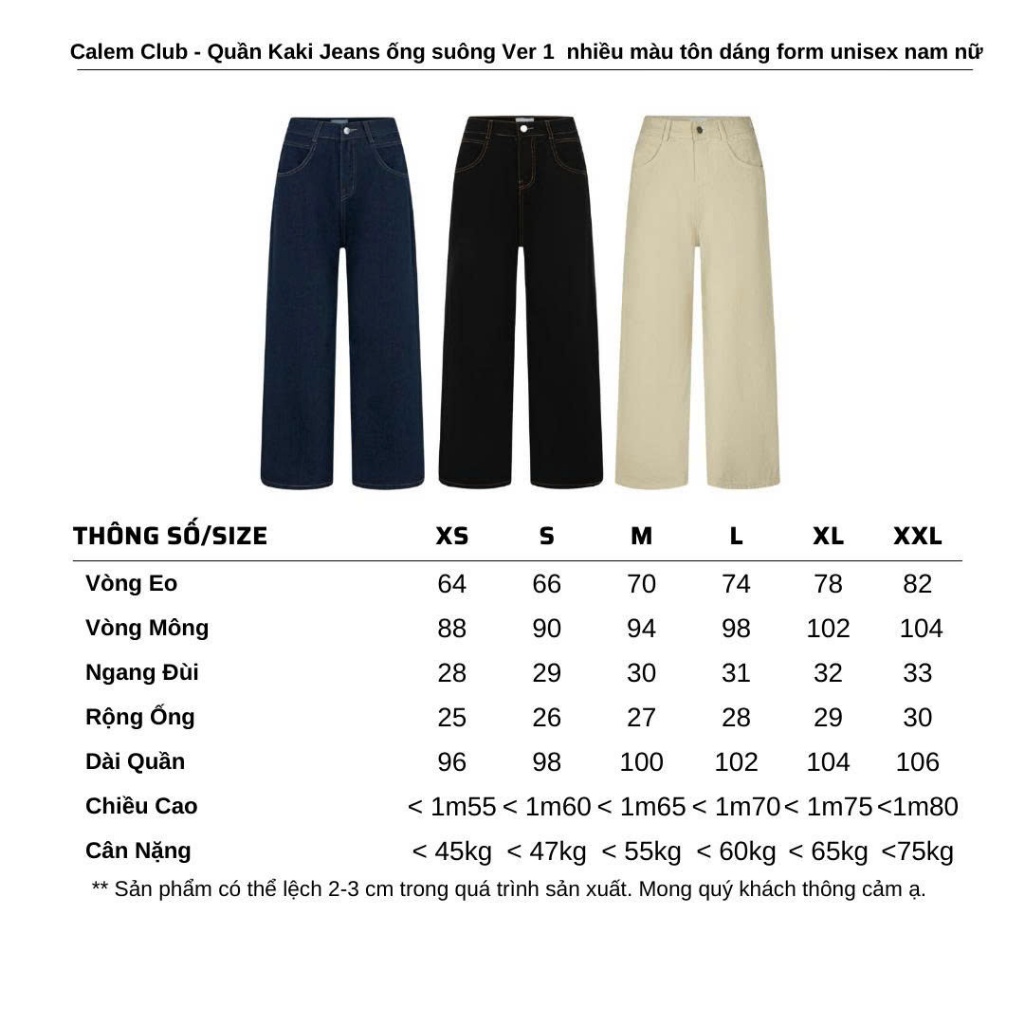 Quần Kaki Jeans ống suông Ver 1  Calem Club nhiều màu tôn dáng form unisex nam nữ | BigBuy360 - bigbuy360.vn