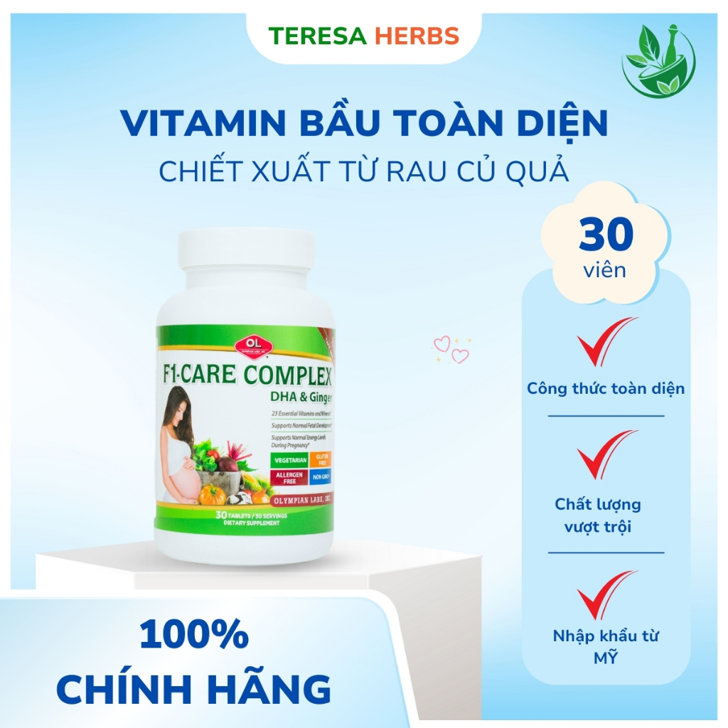 Vitamin tổng hợp cho phụ nữ mang thai và cho con bú F1-Care Complex Olympian Labs 30 viên